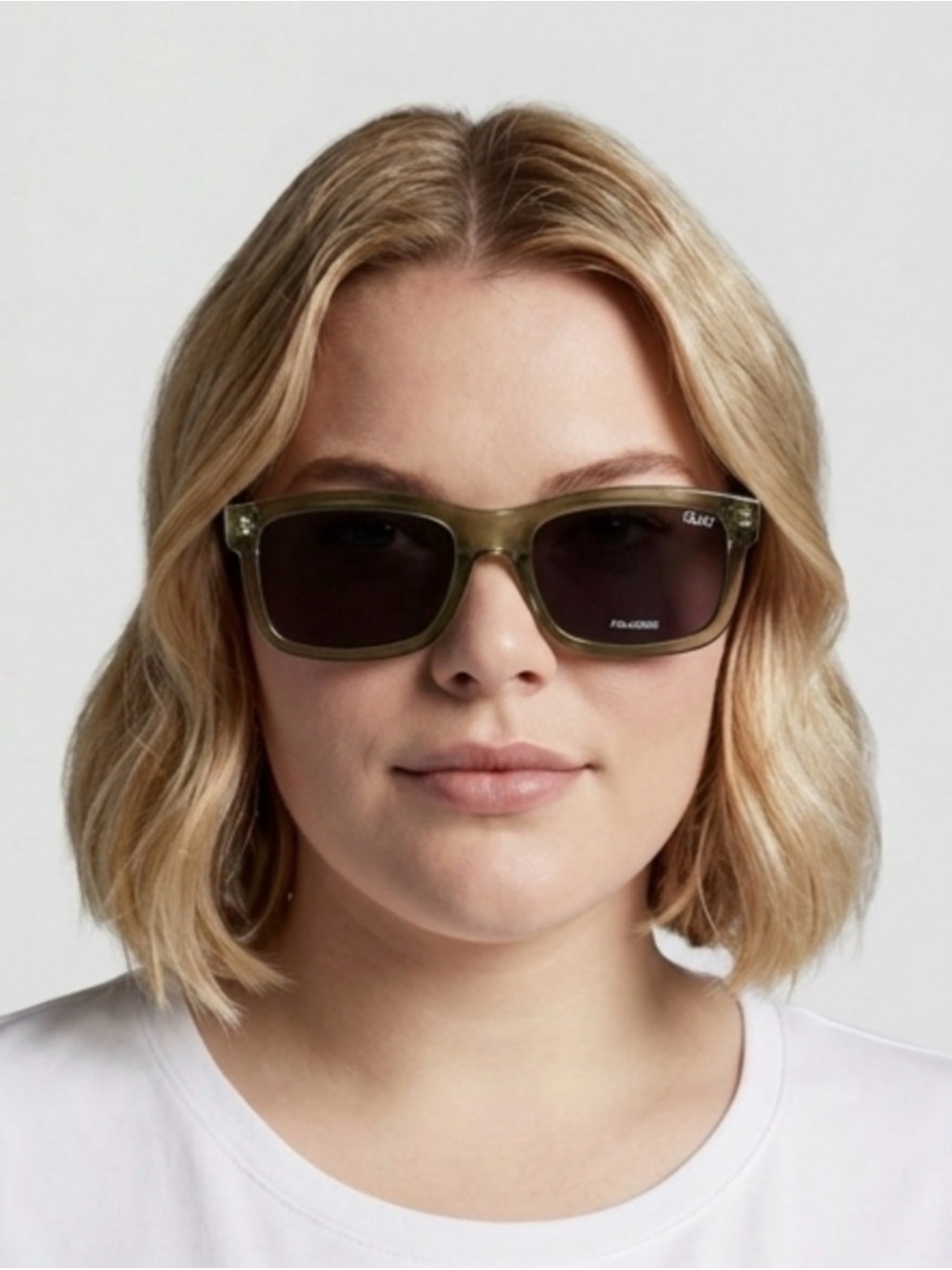 Quay Australia Olive Green Rectangular Sunglasses with Dark Lenses